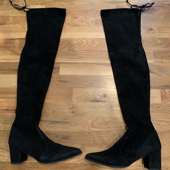 Stuart Weitzman black suede OTK boot 8.5 - Picture 1 of 8